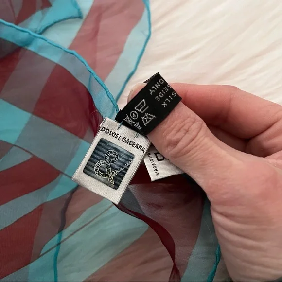 Vintage Dolce and Gabbana Foulards Silk Scarf Neck Zebra Tiger Stripe Italy - Picture 9 of 11